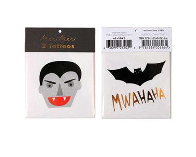 Dracula and Bat Halloween Party Temporary Tattoos