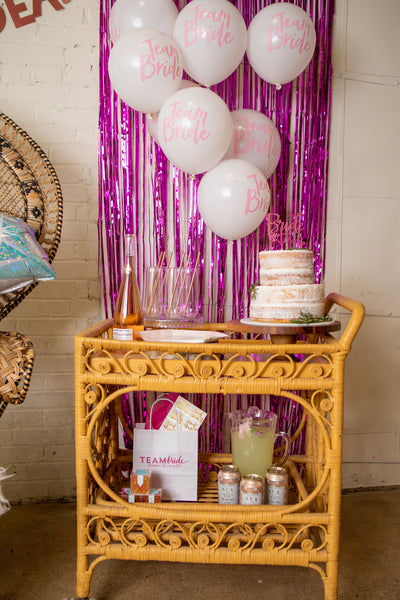 Bachelorette Party Supplies on Bar Cart