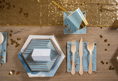Malibu Blue and Gold Party Table Setting