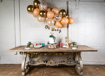 Chic Desert Rose Baby Shower Decor with Balloon Garland