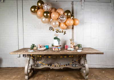 Boho Chic Baby Shower Decor with Balloon Garland