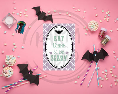 Printable Halloween Dessert Table Sign | "Eat Drink & Be Scary" | Instant Digital Download