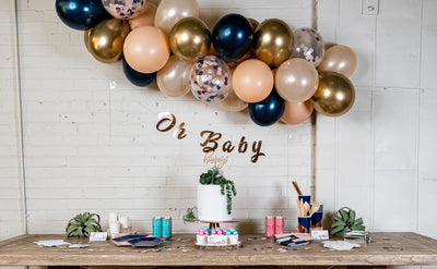 Rose Gold Gender Reveal Party Decor and Tableware
