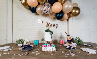 Rose Gold Gender Reveal Dessert Table