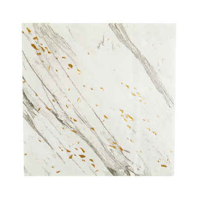 Grey Marbled Party Napkin with Gold Foil