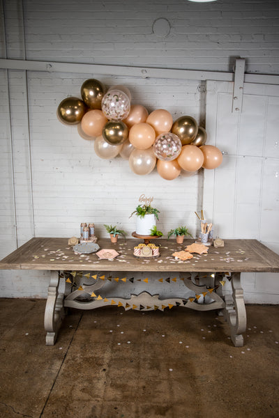 Grey and Peach Boho Chic Party Decor