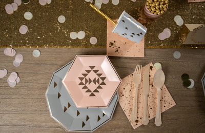 Grey and Peach Boho Party Tableware