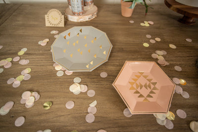 Grey and Peach Boho Party Plates