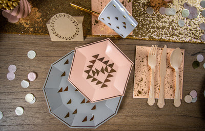 Grey and Peach Boho Party Place Setting