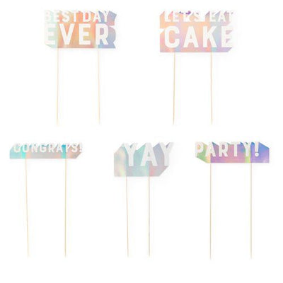Assorted Sayings Holographic Space Cake Toppers