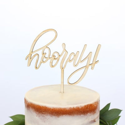 Wooden Hooray Cake Topper