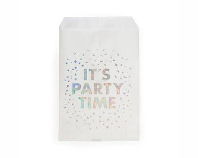 iridescent foil stamped it's party time treat bags