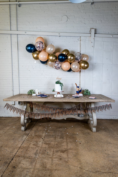 Navy Blush and Rose Gold Party with Balloon Garland