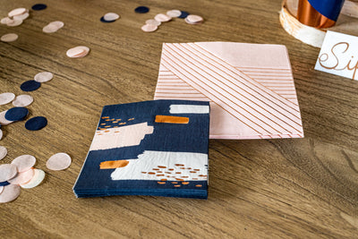 Rose Gold Navy and Pink Gender Reveal Party Napkins