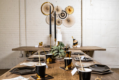 Black Noir and Gold Party Setup