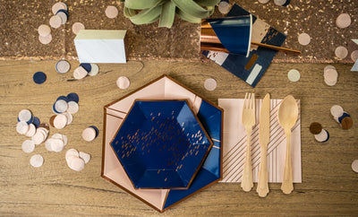 Navy Blush and Rose Gold Table Setting