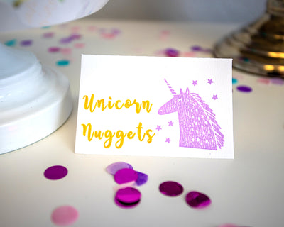 unicorn hand stamped place card