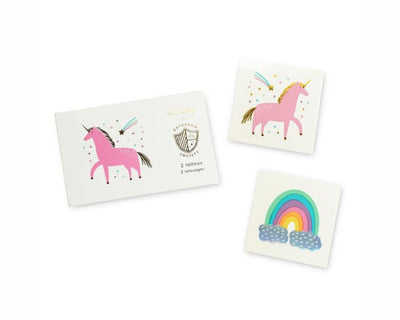 unicorn and rainbow foil temporary party tattoos