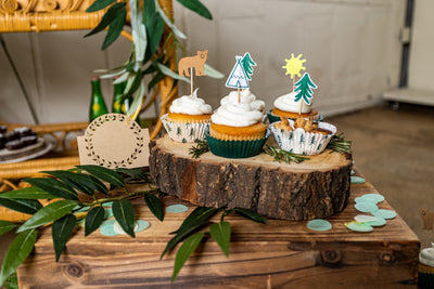 Woodland Adventure Party Cupcakes with Toppers