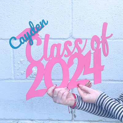 Custom name class of 2024 graduation photo prop and guestbook