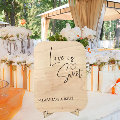 Four piece set modern engraved wooden wedding signs