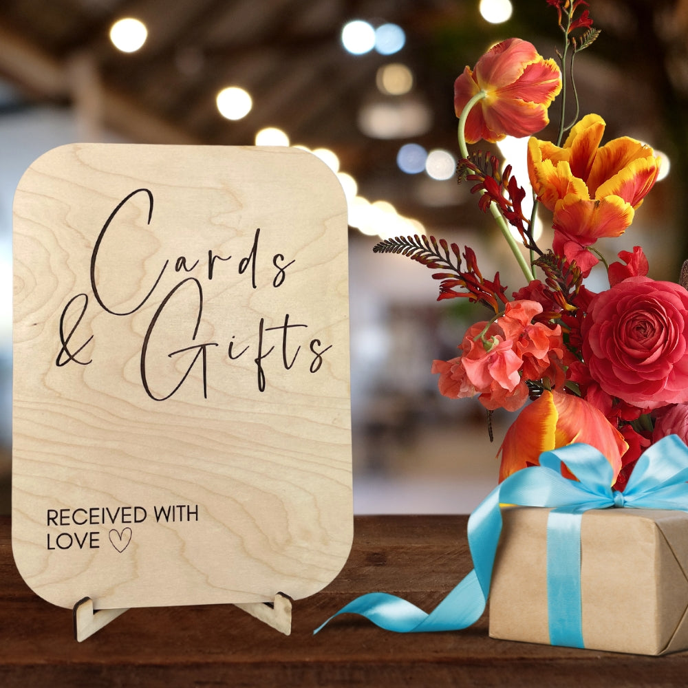 Four piece set modern engraved wooden wedding signs