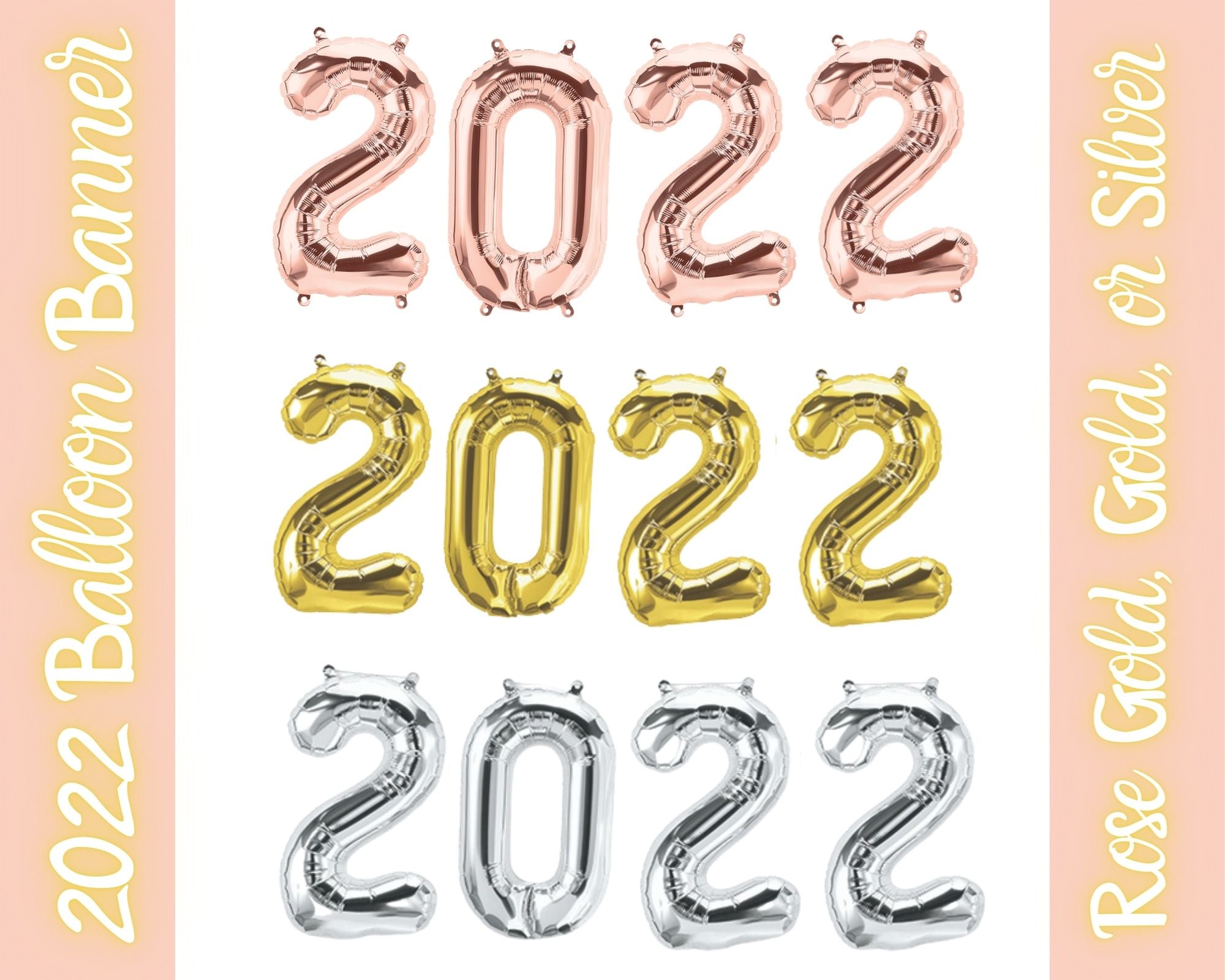 2023 Balloon Garland Banner (Rose Gold, Gold, or Silver) - My Party Hero
