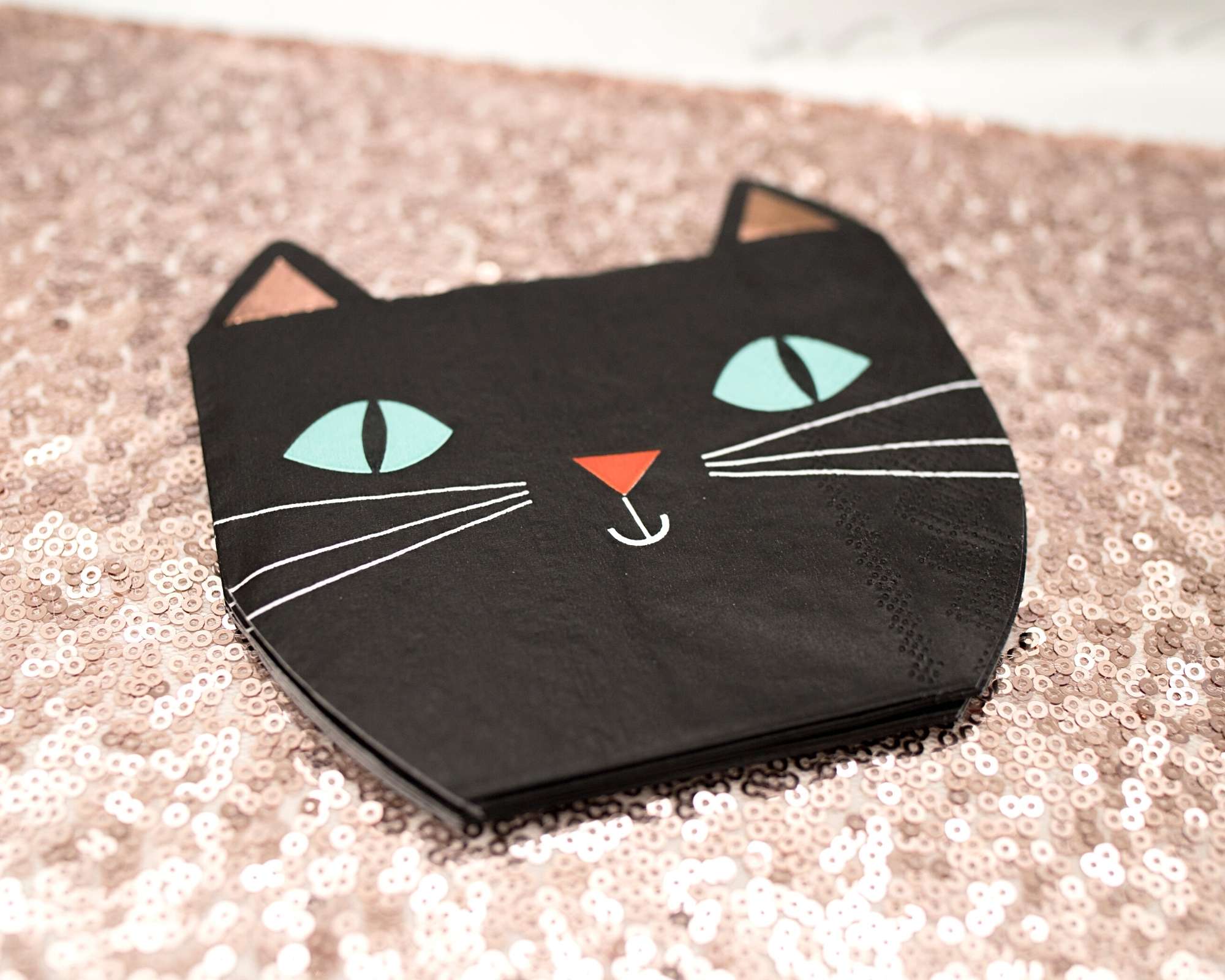 Rose Gold Halloween Cat Napkins