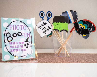 Halloween Party Photo Booth Sign and Props