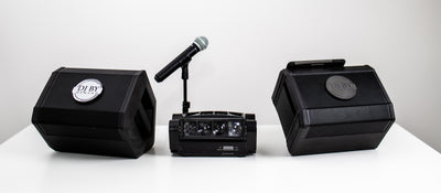 DJ Karaoke Rental with Dual Speaker Setup, Party Light, & Mic