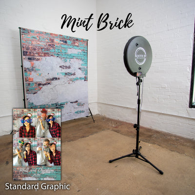 Mint Brick Photo Booth Backdrop with Coordinating Graphic Design