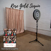 Rose Gold Sequin Photo Booth Backdrop with Coordinating Graphic Design