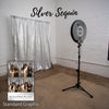 Silver Sequin Photo Booth Backdrop with Coordinating Graphic Design