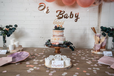 Purple and Rose Gold Baby Shower Dessert Table