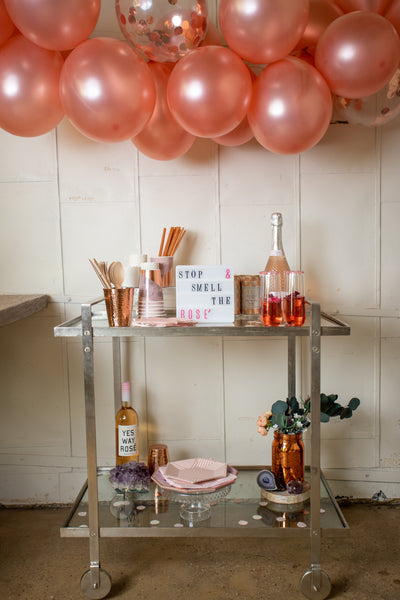 Purple and Rose Gold Party Bar Cart