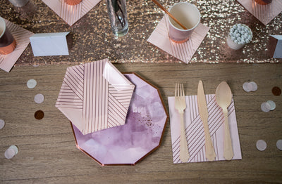 Purple and Rose Gold Party Place Setting