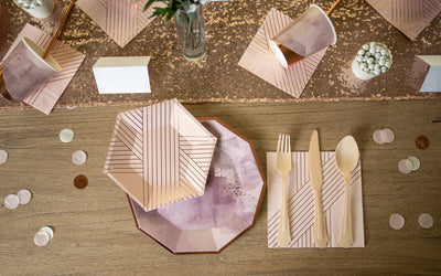 Purple and Rose Gold Paper Party Goods