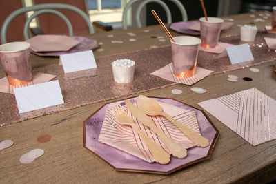 Purple and Rose Gold Party Tableware