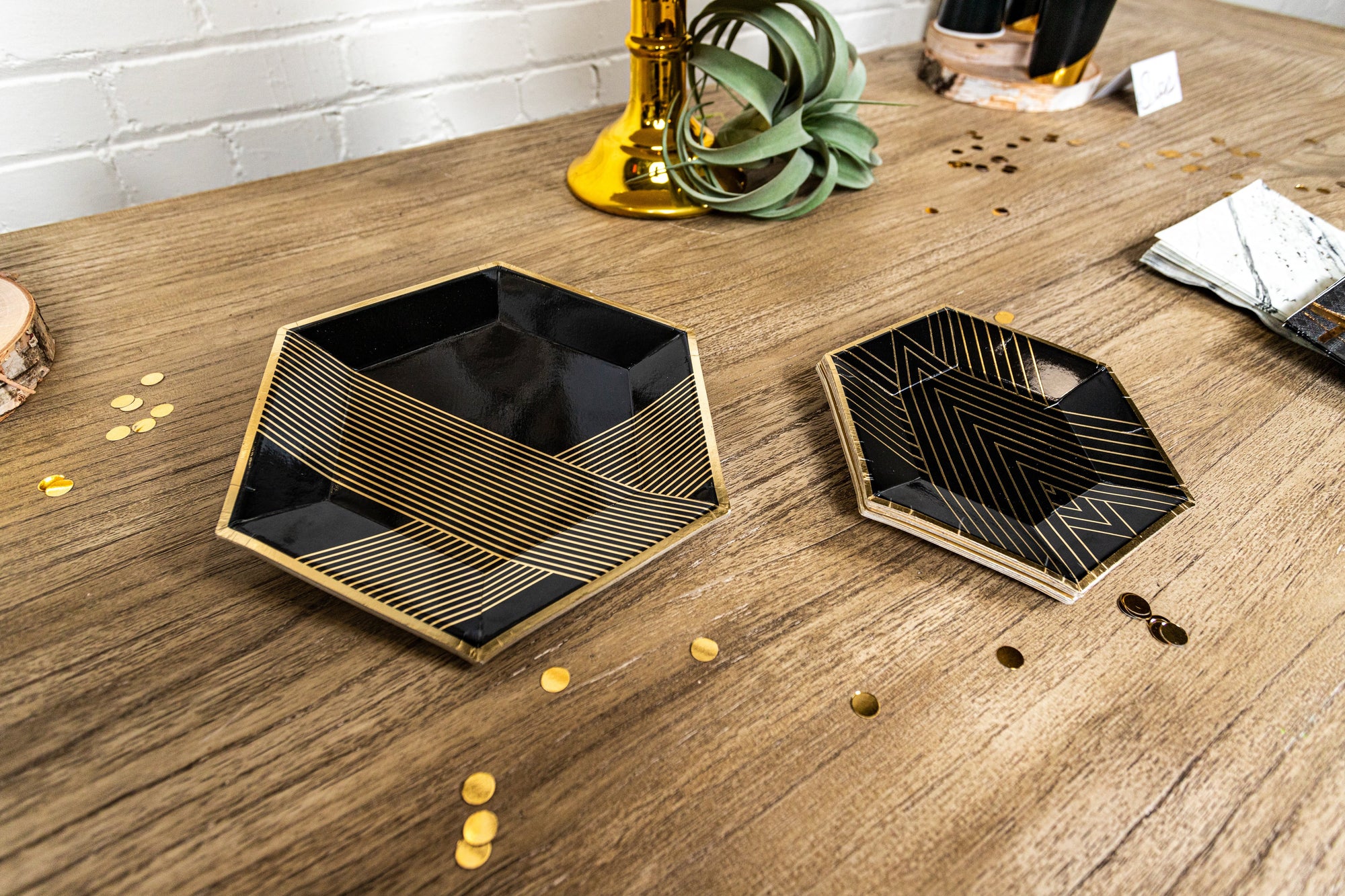 Noir Black and Gold Foil Party Plates