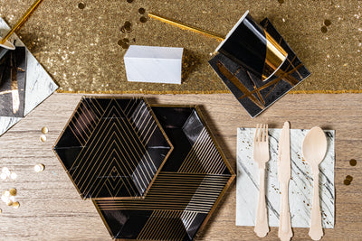 Black Noir and Gold Party Tableware