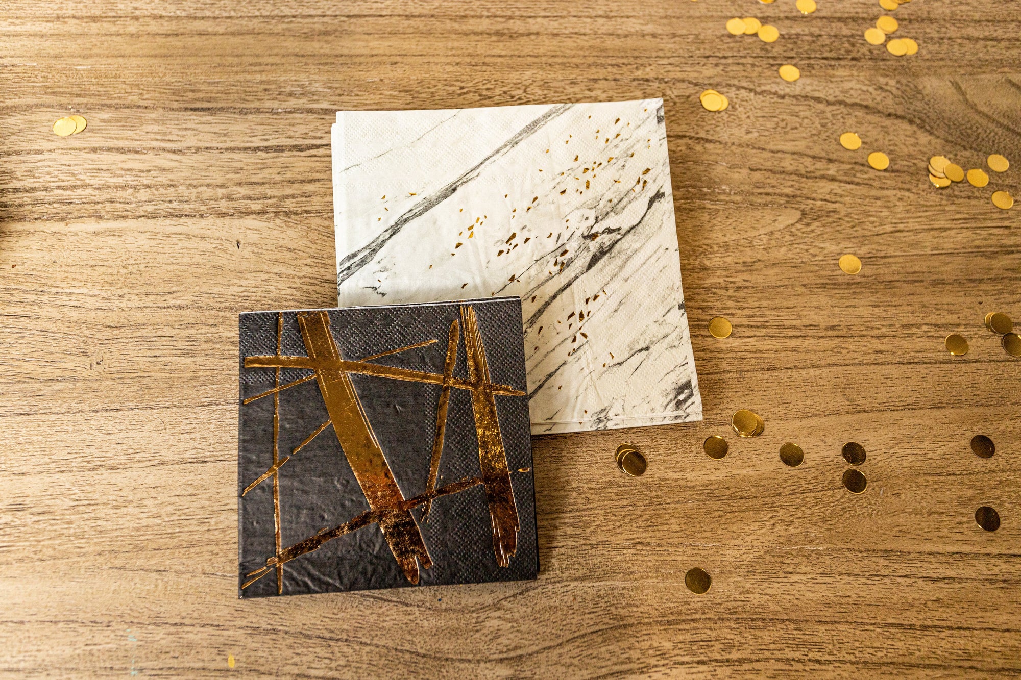 Black Gold and Grey Marbled Party Napkins