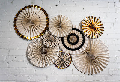 Black White and Gold Decorative Party Fans