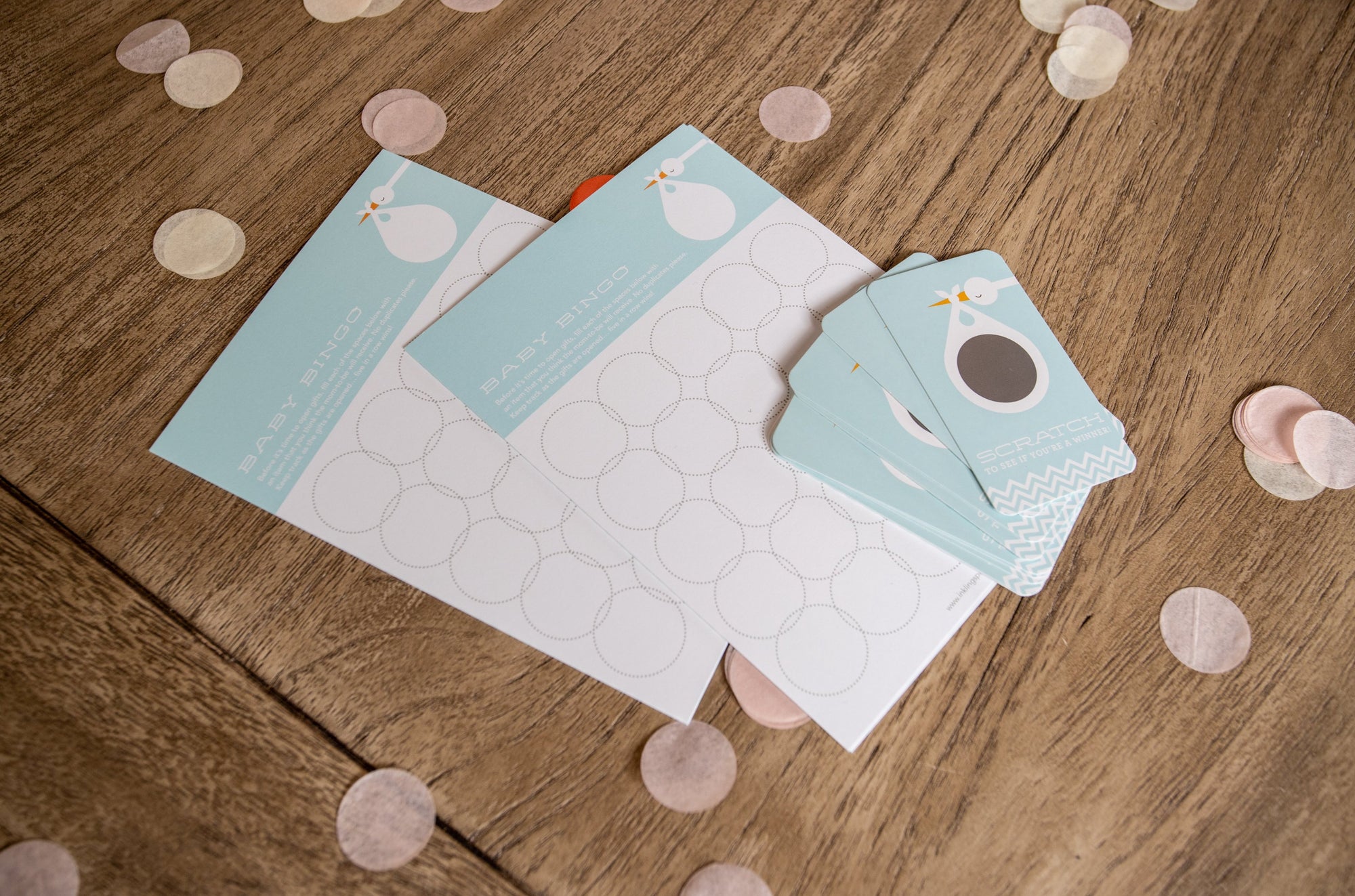 Blue Boy Baby Shower Bingo and Scratch Off Game Cards