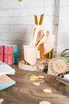 Blush and Gold Foil Party Cups with Utensils