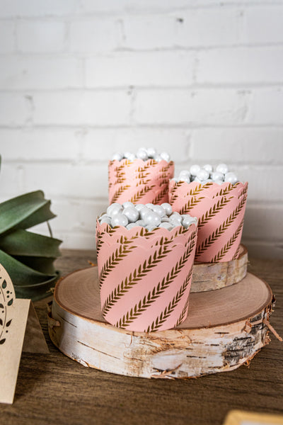 Pink and Gold Vine Baking Cups