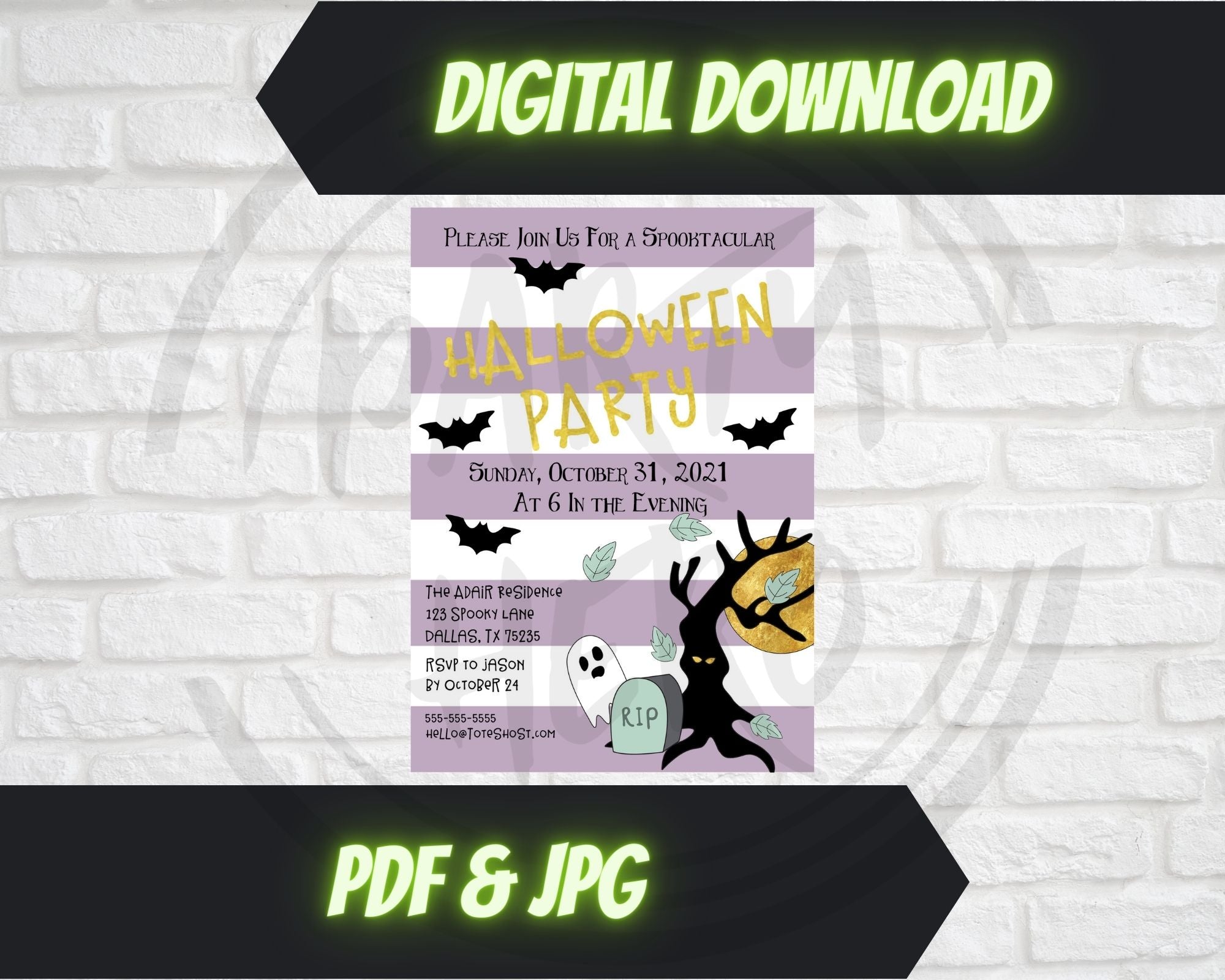 Cute Digital Halloween Party Invitation