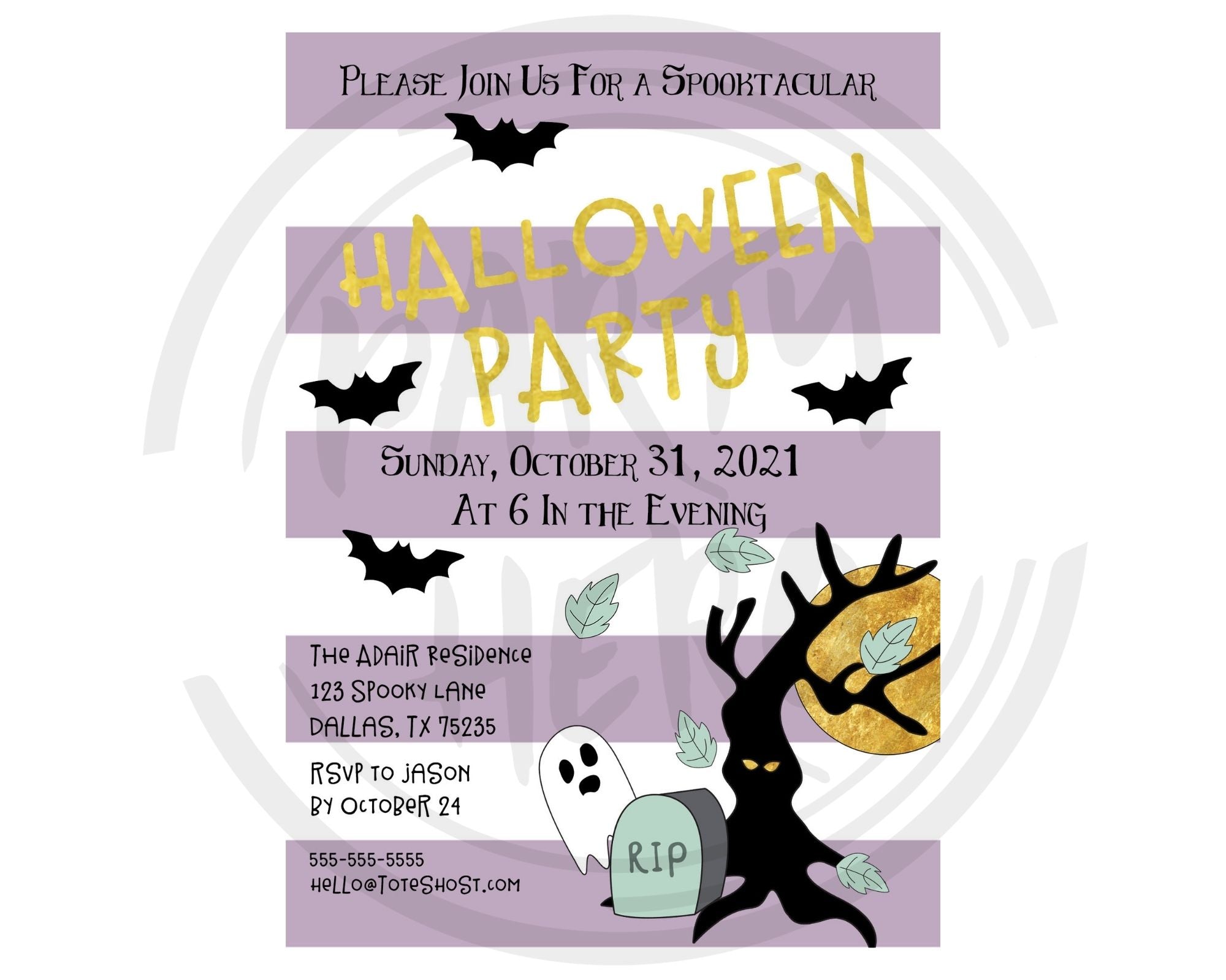 Cute Digital Halloween Party Invitation