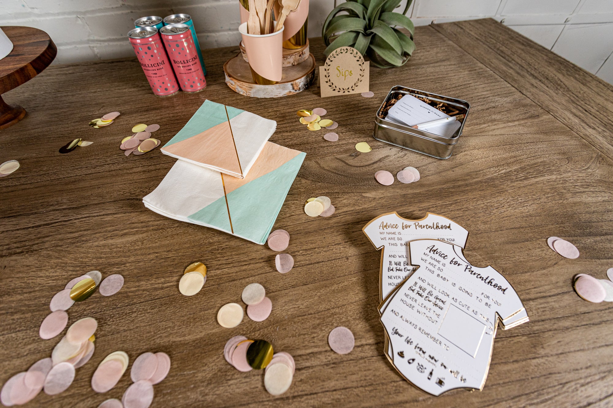 Chic Desert Rose Baby Shower Tableware and Activities