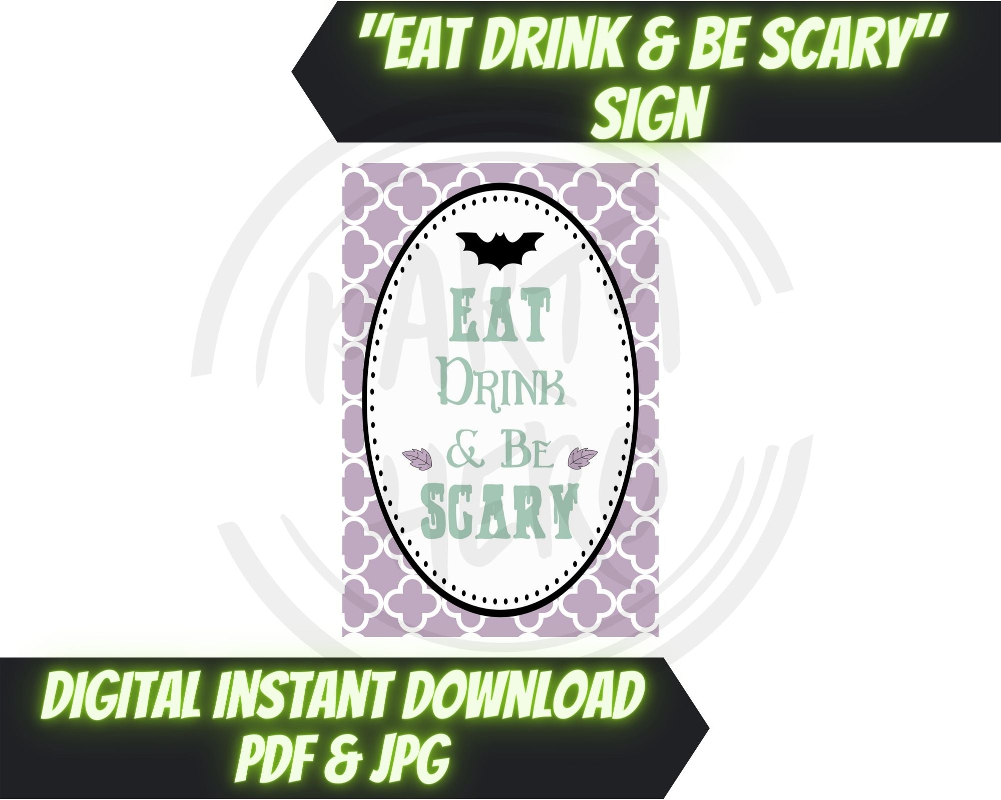 Printable Halloween Dessert Table Sign | printable-halloween-dessert-table-sign-eat-drink-be-scary-inst-my-party-hero