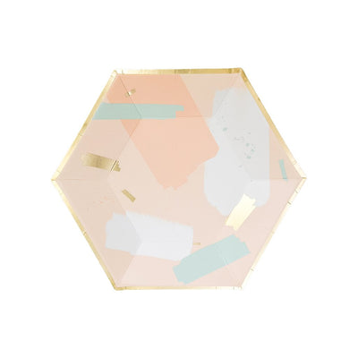 Gold Foil Blush Abstract Party Plate